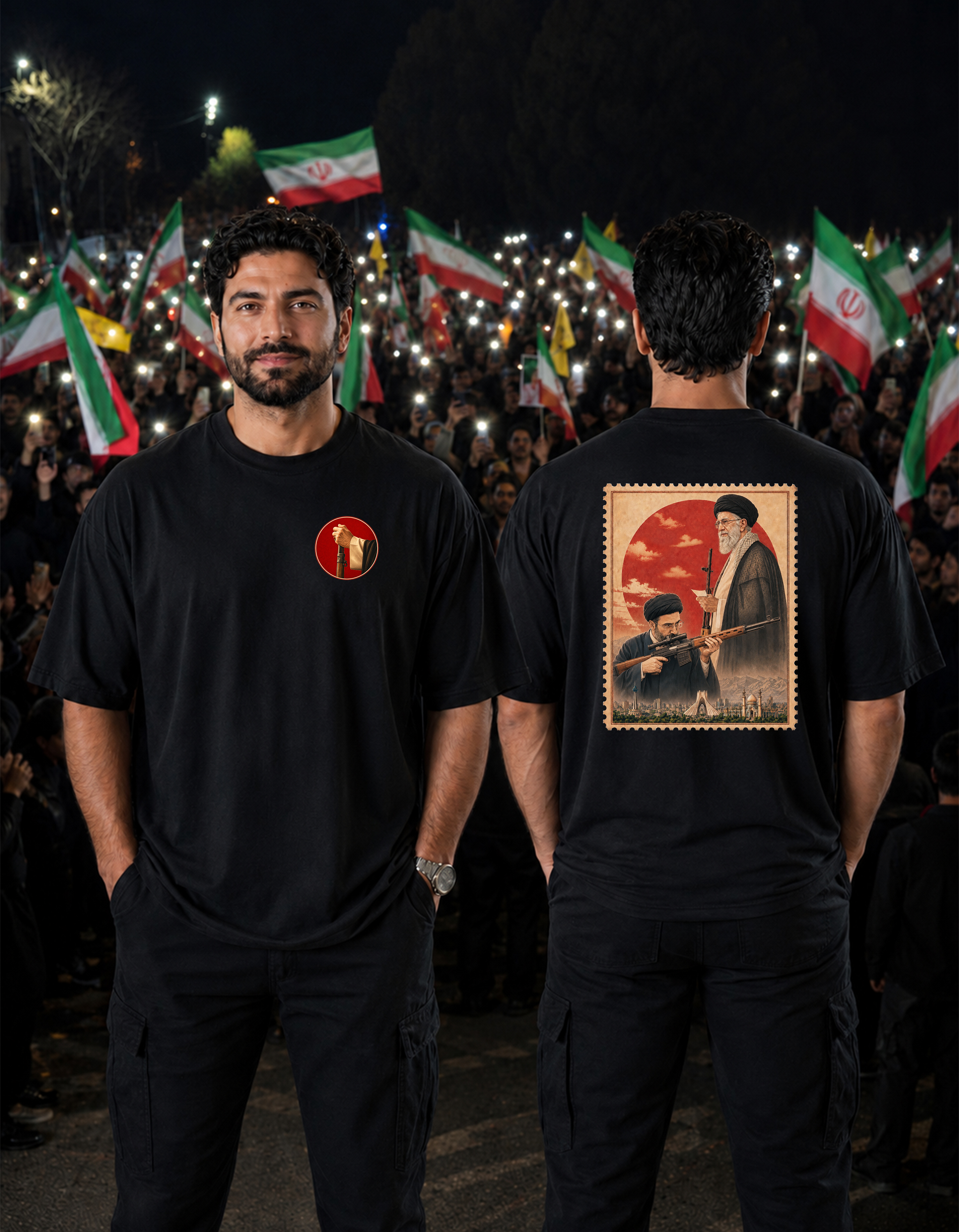 تیشرت مردانه با طرح تفنگ پدری