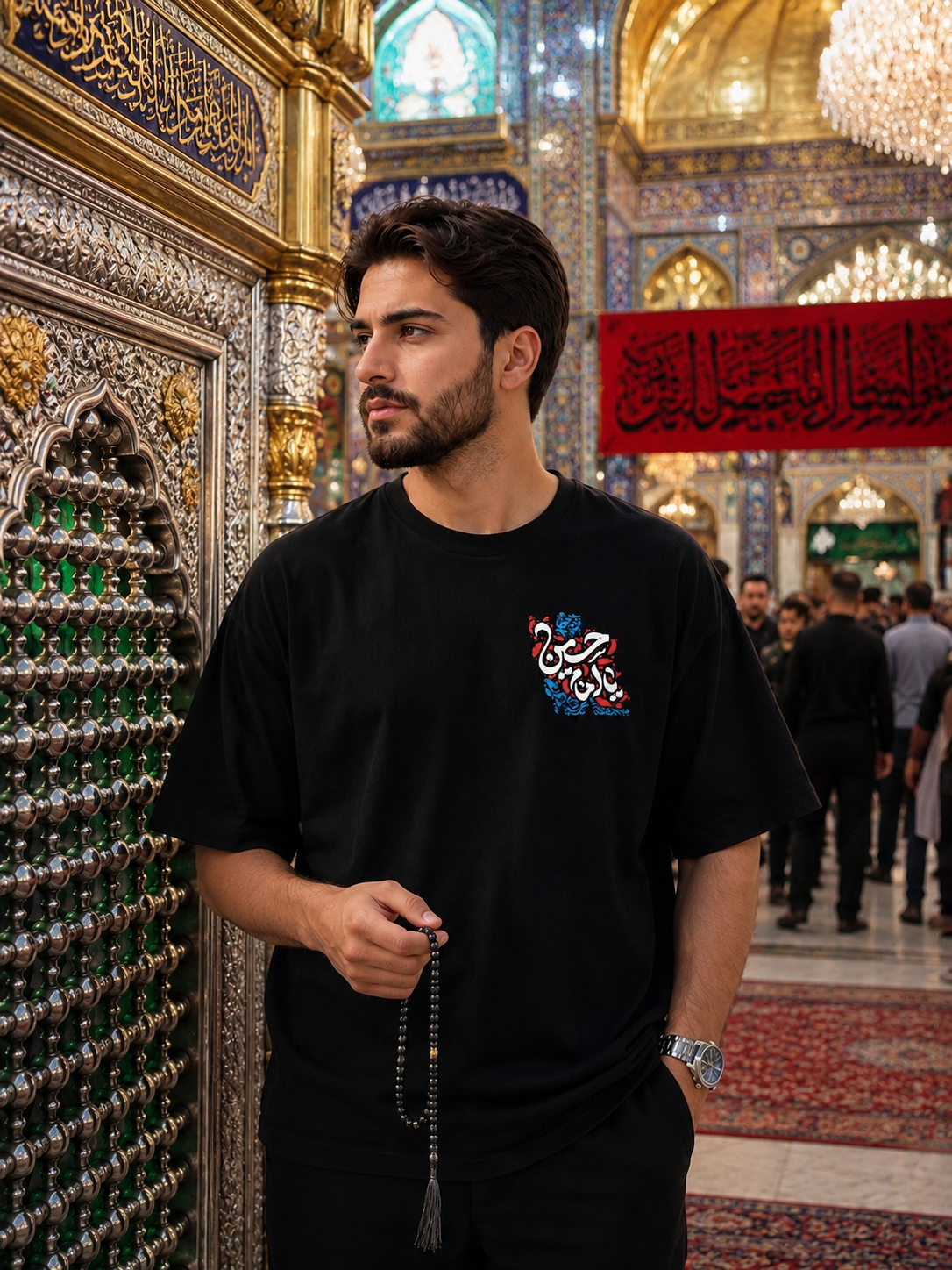 تیشرت مردانه با طرح ایران حسین(ع) (مینی مال)